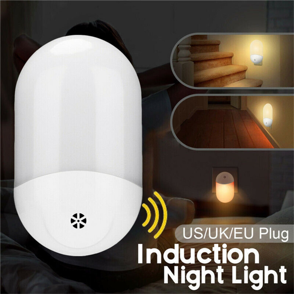 Automatic LED Night Light Wall Plug In Warm  Sensor Light White