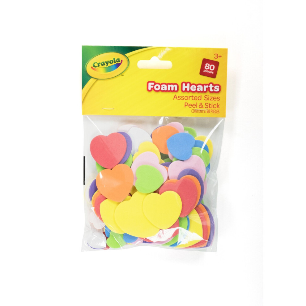 CRAYOLA FOAM HEARTS PEEL AND STICK 80 PIECES