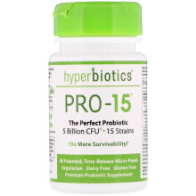 Hyperbiotics, PRO-15, Prebiotico + Probiotico, 5 Miliardi di CFU, 60 Micro-Pearls di Rilascio a Tempo