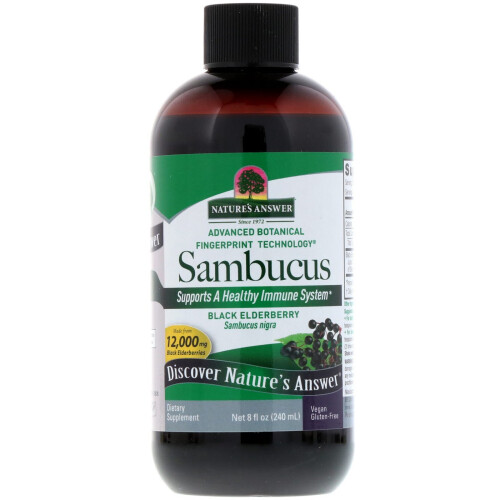 Sambuco Nature's Answer, Morango Negro, Sem Álcool, 2,500 mg, 8 fl oz (240 ml)