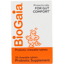 BioGaia, Protectis Crianças, Para Conforto Gastrointestinal, Limão, 30 Tabletes de Probióticos Chupáveis