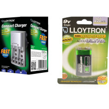 Chargeur de batterie Lloytron + 1 x LLoytron PP3 9V 250 mAh Battery