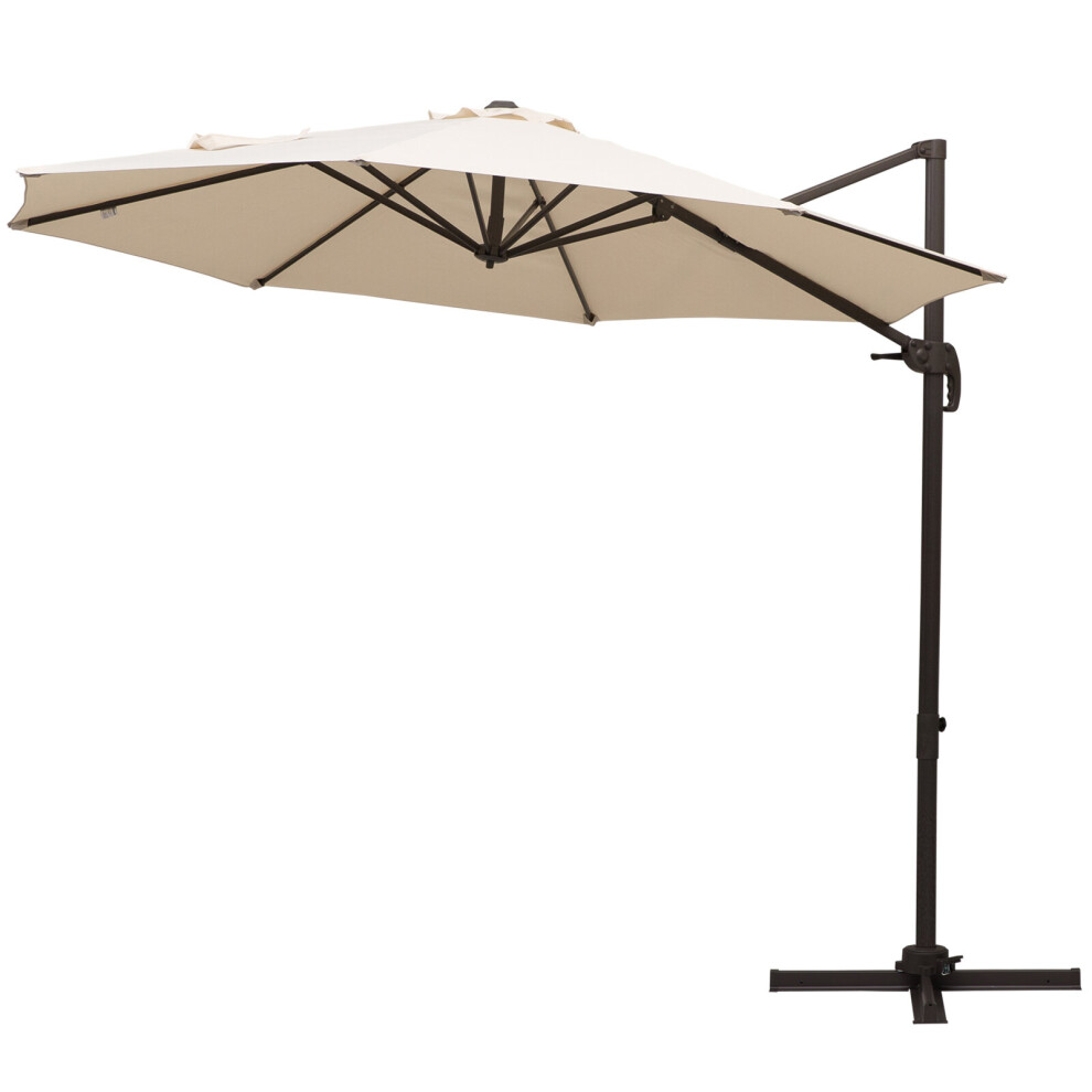 Outsunny 3m Roma Beige Cantilever Garden Umbrella
