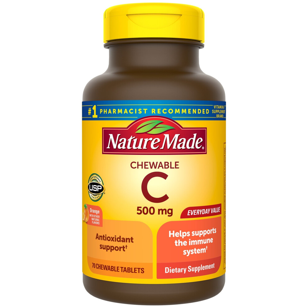 Nature Made Chewable Vitamin C 500 Mg Tablets, 70 Ct - 500Mg Immune Support Dietary Supplement