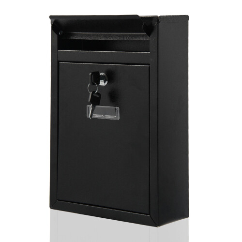 Lockable Black Steel Wall Mounted Postbox 2