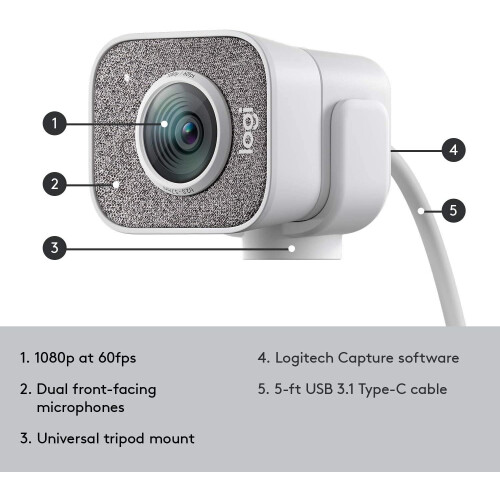 Logitech Logitech StreamCam White Live Streaming Webcam, Full 1080p HD 60fps 1