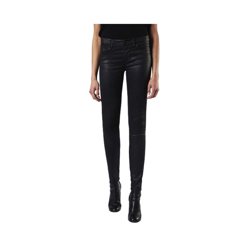 (W30 L32) DIESEL SKINZEE 0662E Womens Denim Jeans Super Slim Skinny Zip Fly Shiny Black