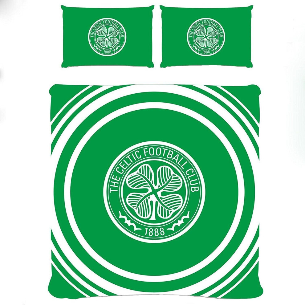 Celtic FC Official Double Duvet and Pillowcase Set Pulse Design