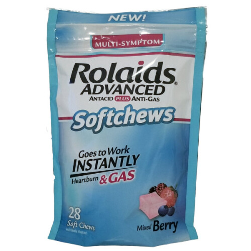 Rolaids Advanced Antacid PLUS AntiGas Soft Chews, Mixed Berry 28 ct