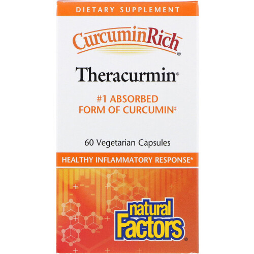 Natural Factors, Curcuminrik, Theracurmin, 60 Vegetarian Capsuler