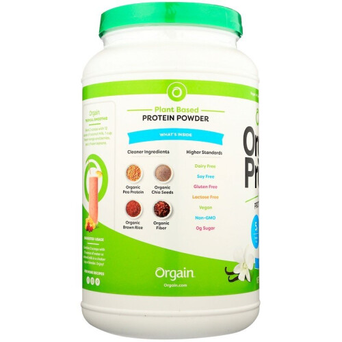 Orgain, Organic Protein Powder, Plant Based, Vanilla Bean, 920g 2