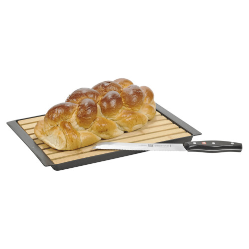 Alpina Alpina - Tabla de cortar pan de bambú con bandeja recogemigas 1