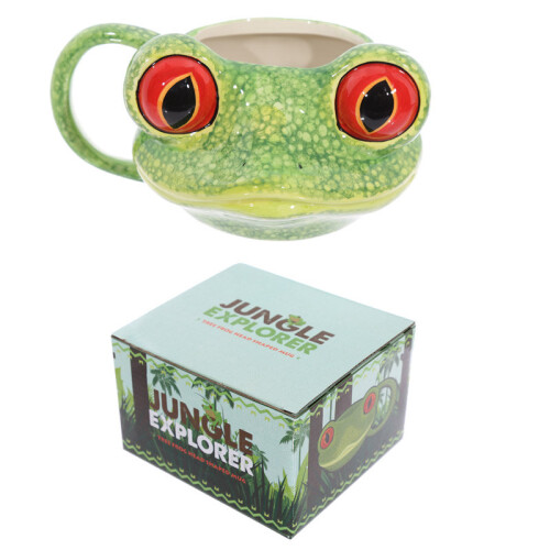Tree Frog Shaped Ceramic Mug with Novelty Handle – Fun, Food-Safe Drinkware (Not Dishwasher or Microwave Safe)