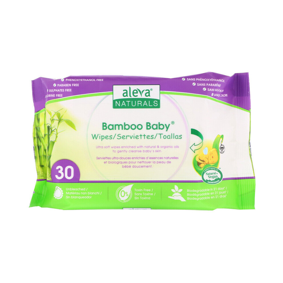 , Bamboo Baby Wipes, 30 Wipes Aleva Naturals