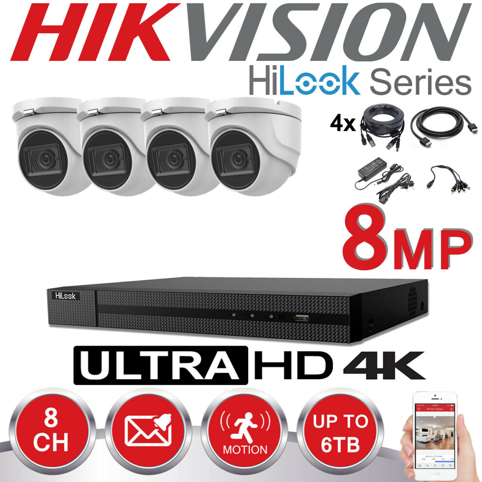 HIKVISION 8MP CCTV 4K UHD DVR 8CH OUTDOOR 4X VIVID HD CAMERA  KIT(1TB)