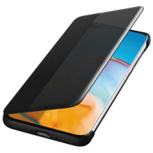 Official Huawei P40 Pro Smart View Flip Cover Wallet with Sleep Wake Feature - Black