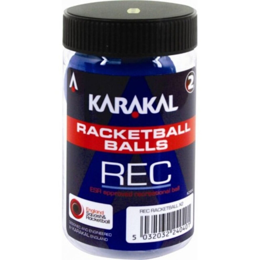 KARAKAL RACKETBALL BALLS - REC - ESR APPROVED RECREATIONAL BALL BLUE TUBE OF 2