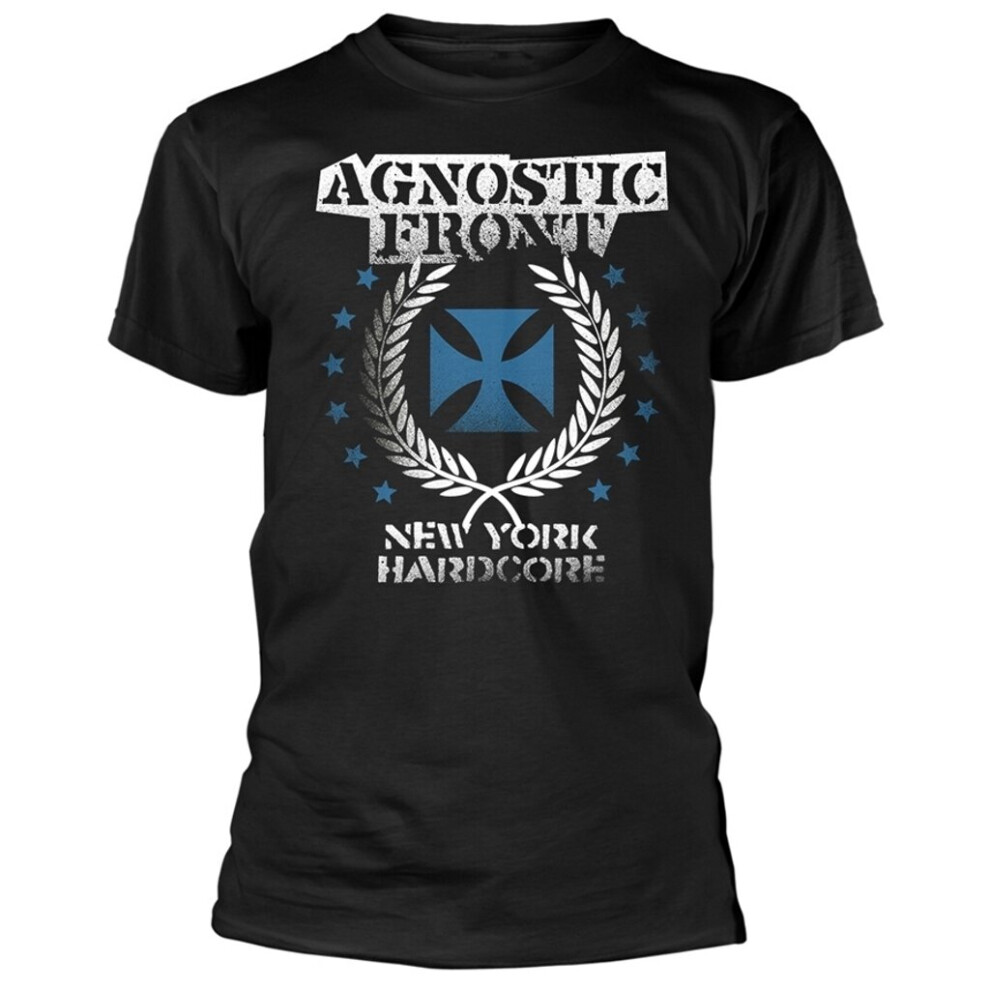 (X-Large) Agnostic Front 'Blue Iron Cross' (Black) T-Shirt