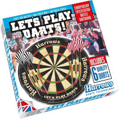 Cible Traditionnelle Harrows Let's play darts + 6 Flechettes-16