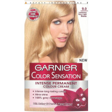 3 x Garnier Color Sensation Intense Permanent Colour Cream 9.0 Luminous Very Light Blonde