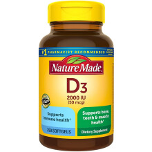 Nature Made, Vitamina D3, 50 mcg (2,000 IU), 250 Gelatinas Blandas