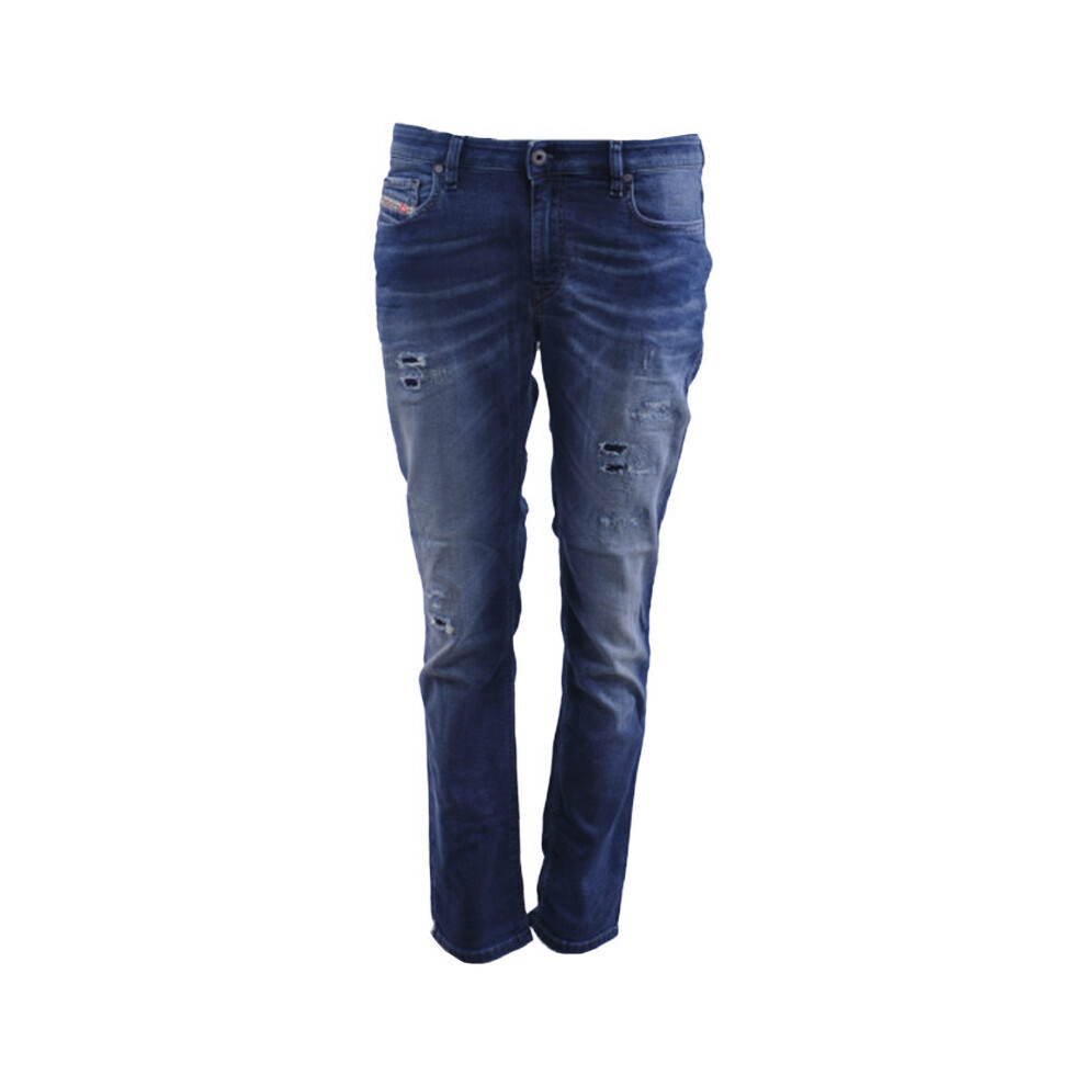 Diesel (W27 L27) Rizzo Ne 0666W Womens Denim Jeans Distressed Regular Fit Sweat Jogg Pant Blue