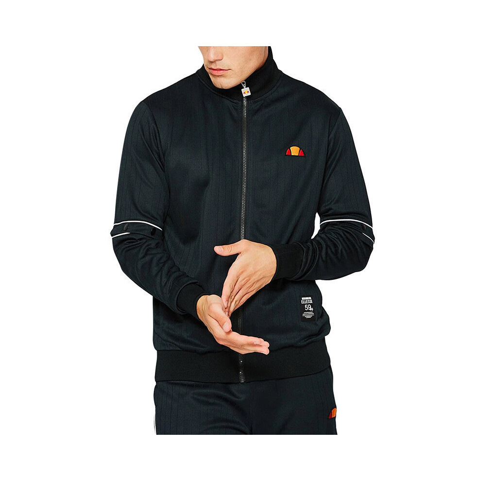 (S) ELLESSE ORTELLE SHA06366 Mens Sweatshirt Lightweight Casual Slim Black Cardigan