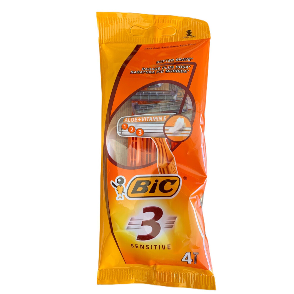 Bic 3 Sensitive Razors (4 razors in pack)