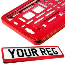 Pure Red Car Registration Holder - Universal Fit for UK/European Plates 111m x 520mm, Weatherproof & Flexible for Curved Edges