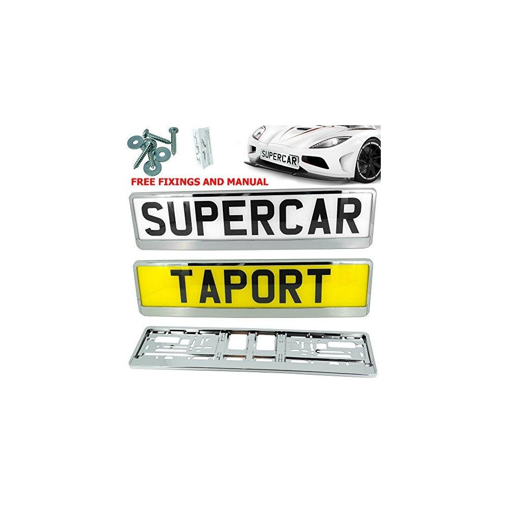 Taport Car Registration License Number Plate Surrounds Holder Frame All Styles (Super Chrome)