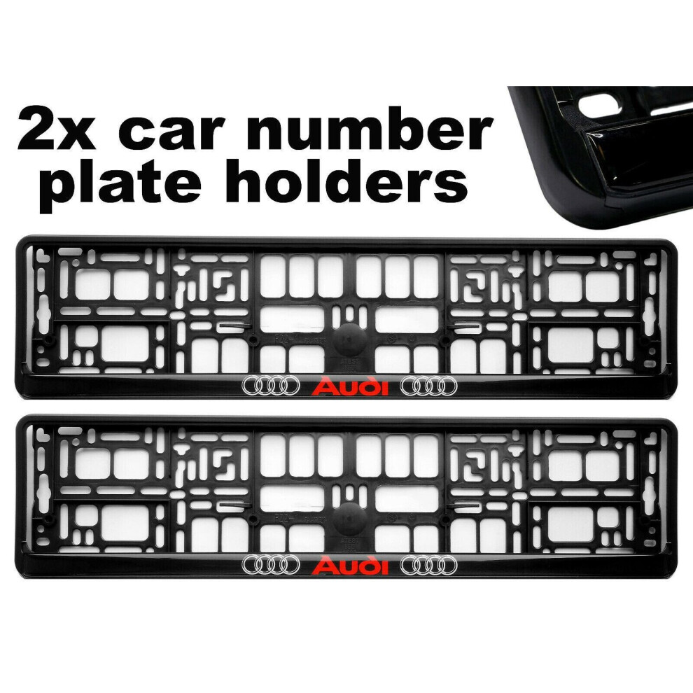 2 x Doming CAR Number Plate Surround Holder Frames BEST FIT for AUDI