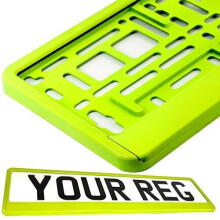Yellow Neon Car Registration Holder For Any Car Van Truck Trailer