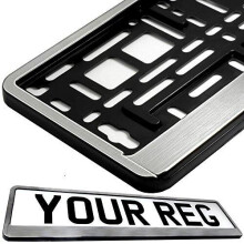 Steel Front Effect Car Registration Holder For Any Car Van Truck Trailer
