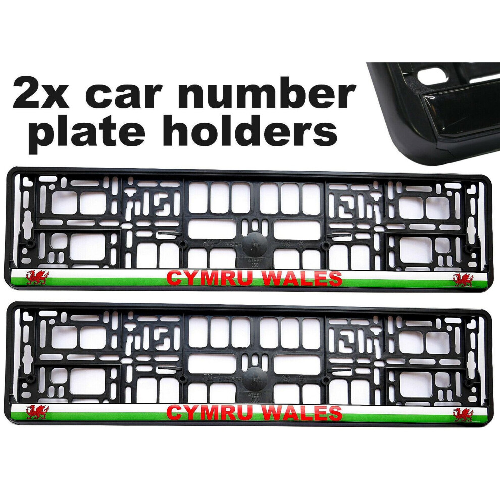 2 X Doming Car Number Plate Surround Holder Frames For Cymru Wales Welsh Fans 742776155545