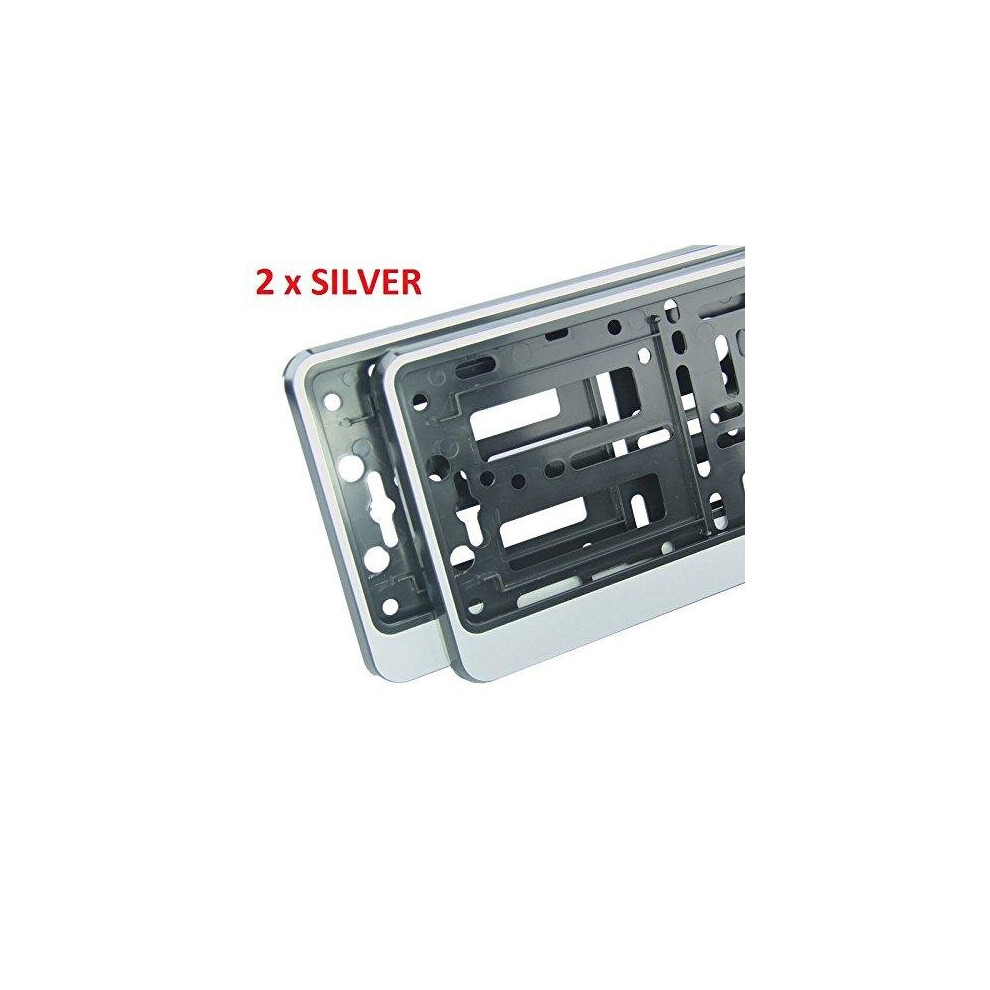 2 X Silver Effect Number Plate Surrounds Holder Frame Abs Pc Plastic Rs 2