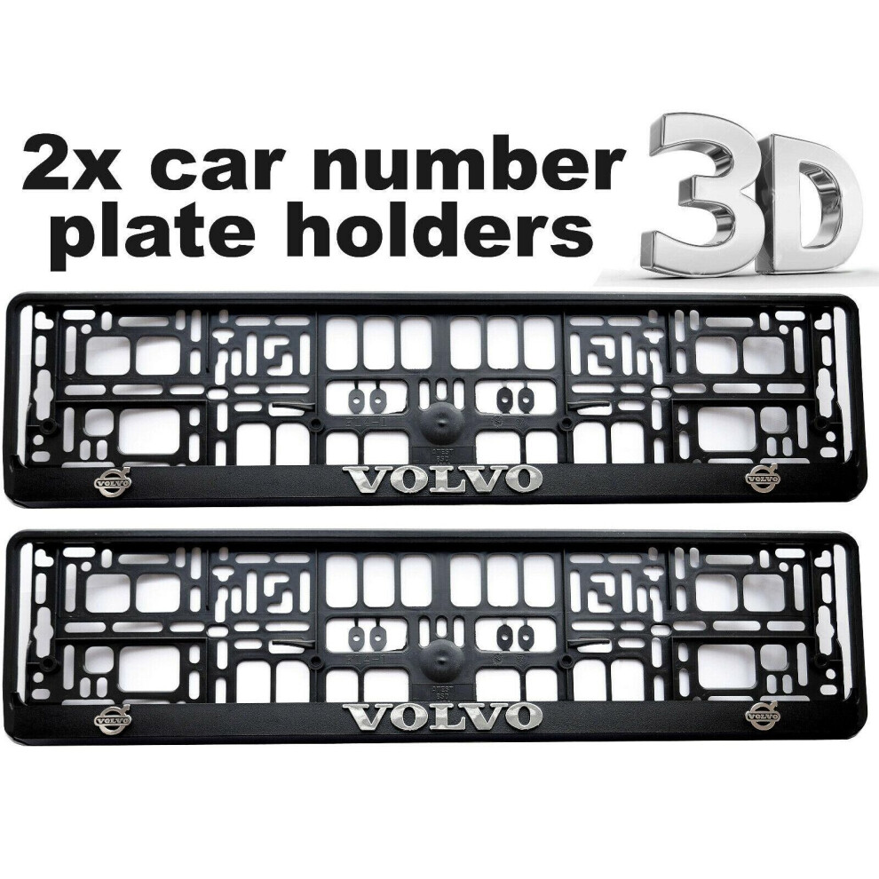 2 x 3D CAR Number Plate Surround Holder Frames BEST FIT for VOLVO