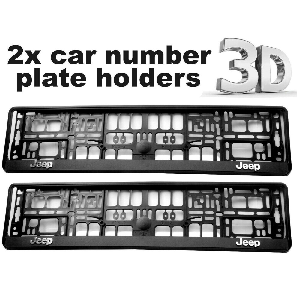 2 x 3D CAR Number Plate Surround Holder Frames BEST FIT for JEEP