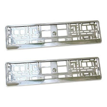 2X Super Chrome Effect Number Plate Surrounds Holder Frame Abs Pc Plastic