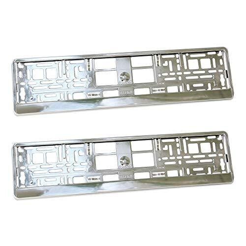 2X Super Chrome Effect Number Plate Surrounds Holder Frame Abs Pc Plastic