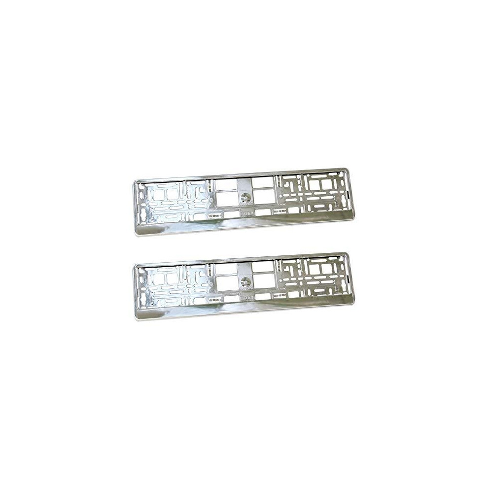 2X Super Chrome Effect Number Plate Surrounds Holder Frame Abs Pc Plastic 742776155132