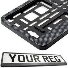 Carbon Appearance Car Registration Holder For Any Car Van Truck Trailer