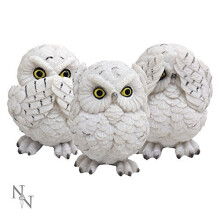 Figurine de Trois Hiboux Sages 8cm Blanc Nemesis Now