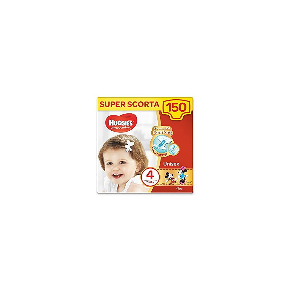 Huggies Ultra Comfort Nappies Size 4 (7-18 Kg) Pack of 150 Nappies