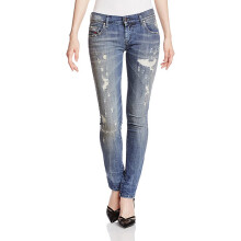 (W27 L32) DIESEL GRUPEE 0856X Womens Denim Jeans Super Skinny Fit Blue Faded Zip Italy
