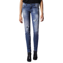 (W27 L32) DIESEL GRUPEE 0679C Womens Jeans Super Slim Fit Distress Casual Blue Denim Pants