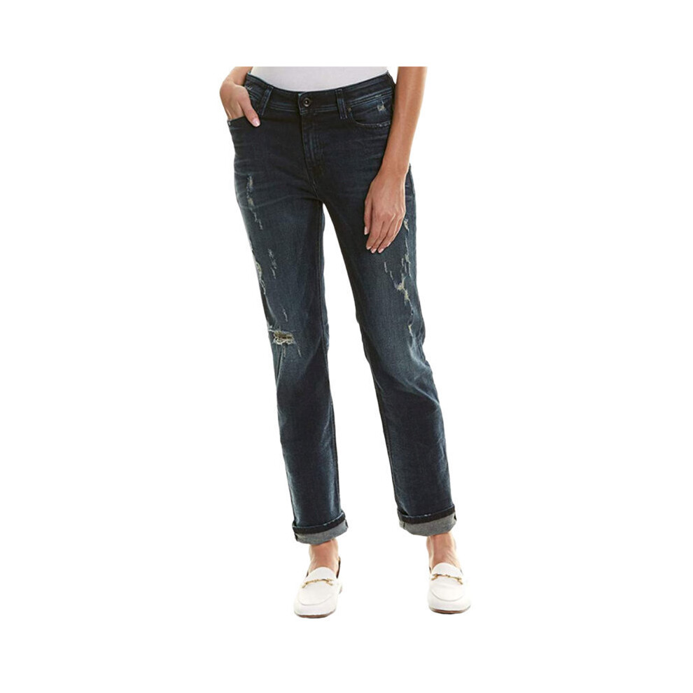 (W25 L34) DIESEL REEN 0844T Womens Denim Jeans Distress Regular Straight DNA Indigo Italy