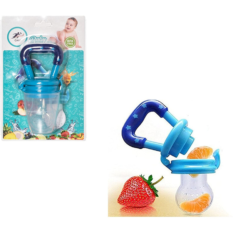 Baby Dummy Pacifier Fresh Food/Fruit Feeder Feeding Nipple Weaning Teething Nipple Teat Pacifier Teether Soother (Small ) Blue Q4u