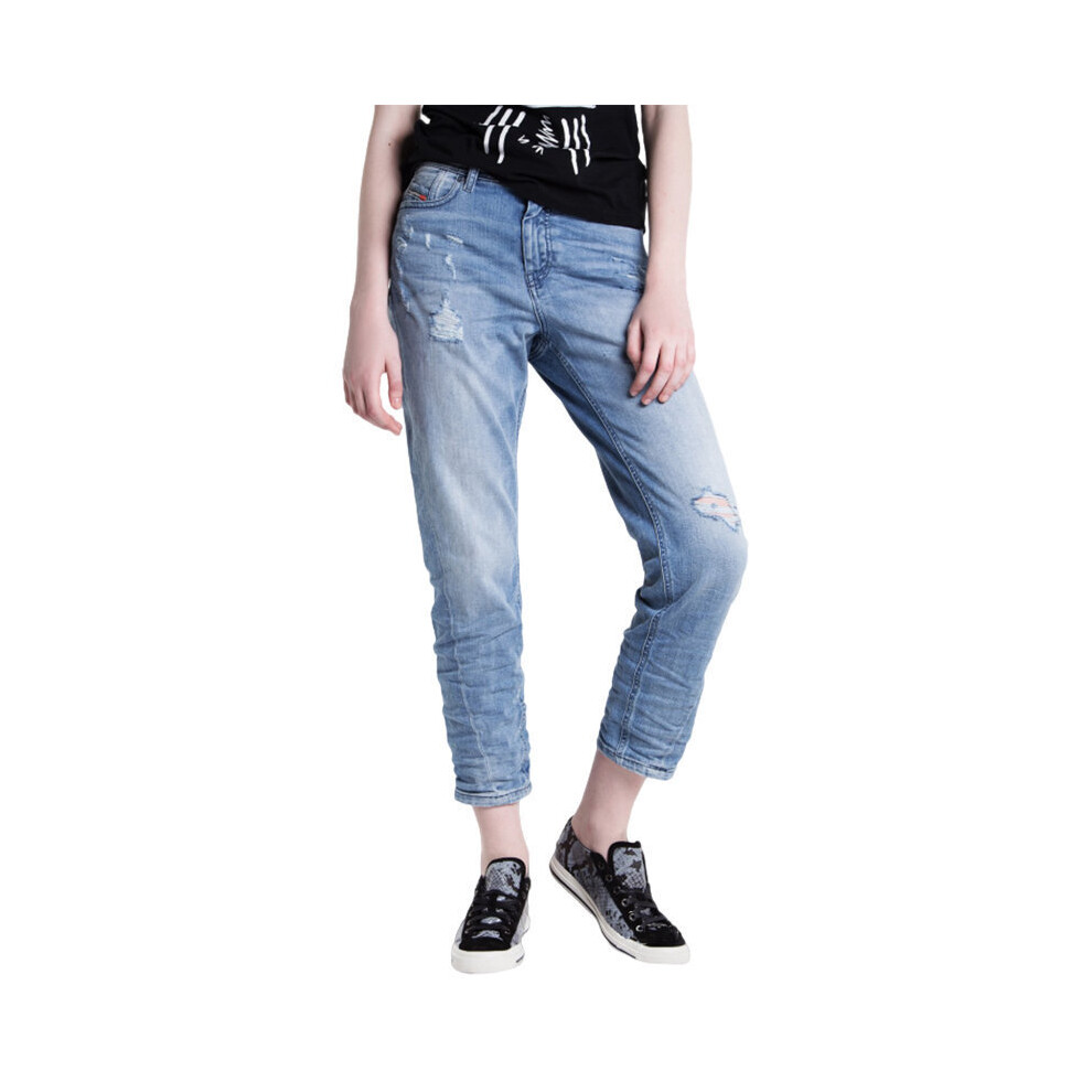 Diesel (W27 L32) Womens Denim Jeans Reen Seam 0857F Regular Fit Straight Distressed Blue