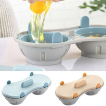 Microwave Perfect Eggs Poacher Free Cookware Double Cup Egg Cooker Steamer UK