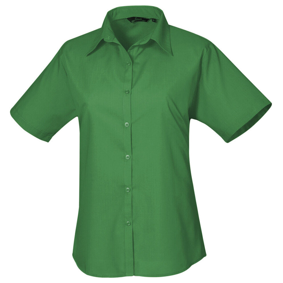 (24, Emerald) Premier Short Sleeve Poplin Blouse / Plain Work Shirt